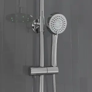 Nes Home Thermostatic Shower Mixer Valve 200mm LED Shower Head, Riser Rail Kit