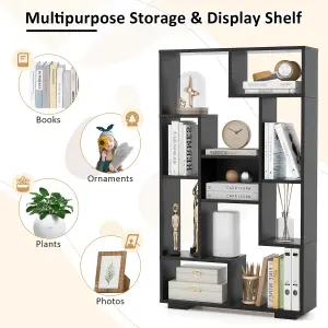 Costway 120cm Tall Bookshelf Modern Geometric Bookcase Book Storage Organizer