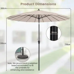 Costway 2.6 M Round Patio Sun Umbrella Outdoor Large Pulley Lift Market Umbrella