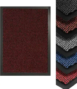 Heavy Duty Indoor & Outdoor Rubber Non-Slip Absorbent Floor & Kitchen Barrier Mat - Red 40 x 60