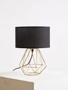 Interiors by Premier Wyra Black And Gold Finish Table light