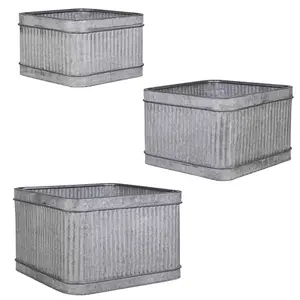 Set of 3 Corrugated Dolly Indoor Outdoor Garden Planters