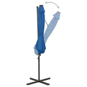 Berkfield Cantilever Umbrella with Pole and LED Lights Azure Blue 300 cm