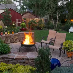 Yaheetech Foldable Outdoor Round Fire Pit with Cooking Grill