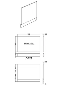 700mm Bath MDF End Panel & Plinth - Soft Black