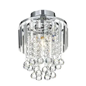 Modern 23cm Dia Chandelier Droplet Crystal Ball Chrome Mount Ceiling Light Fixture