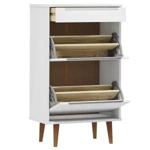 Shoe Cabinet MOLDE White 59,5x35x103 cm Solid Wood Pine