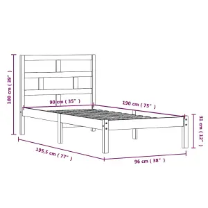 Berkfield Bed Frame Solid Wood 90x190 cm 3FT Single