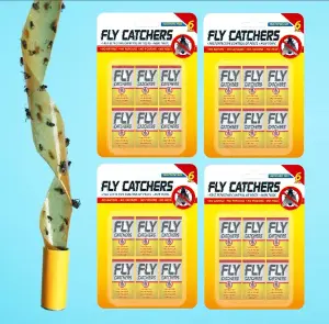 24 Sticky Fly Papers Catchers Flying Insect Trap Pest Control Pestshield