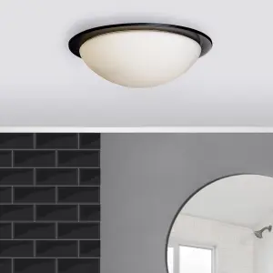 Litecraft Arwel Matte Black LED Flush Bathroom Ceiling Light