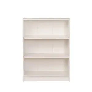 3 Tier Bookcase Wide Display Shelving Storage Unit Wood Furniture White