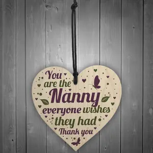 Red Ocean Christmas Gifts For Nan Nanny Wooden Heart Xmas Gifts For Her Grandparent Keepsake Plaque