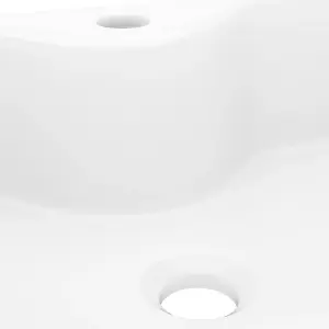 Ceramic Bathroom Sink Basin with Faucet Hole White Square