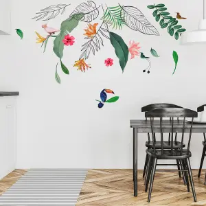 Walplus Contemporary Tropical Leaves and Flowers Wall Stickers Mural Decal