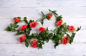 Best Artificial 7ft Champagne Silk Rose Garland decoration - perfect from home, office or events