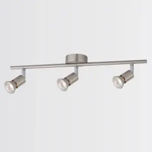 Rochdale Brushed Steel 3-Bar Ceiling Spotlight