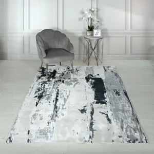 Grey Modern Easy to Clean Abstract Rug For Dining Room Bedroom And Living Room-200cm X 290cm