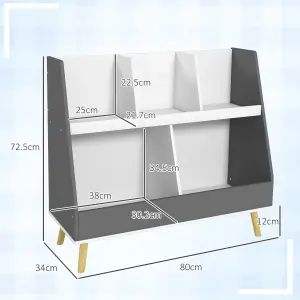 HOMCOM Kids Storage Shelf with 5 Compartments, Anti-Tip Device - Grey