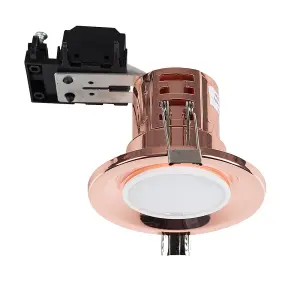 ValueLights Downlight Fire Rated Copper Ceiling Light Fitting 10 Pack With Warm White Bulbs