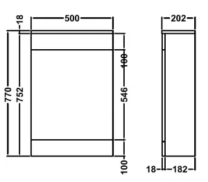 Slimline WC Unit with Concealed Cistern  - 500mm - Gloss White