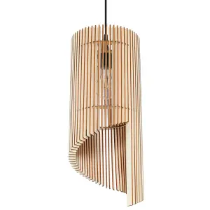 Alexia Wood Natural 1 Light Classic Pendant Ceiling Light