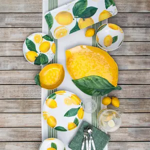 Purely Home Lemon Fresh Melamine Dinner Plates - Set of 8