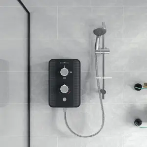 Gainsborough Slim Duo Piano Black Electric Shower, 8.5W