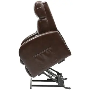 Single Motor Rise and Recline Lounge Chair - Chestnut PU Leather Material