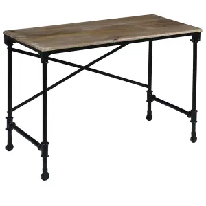 Berkfield Writing Desk Solid Mango Wood and Steel 110x50x96 cm