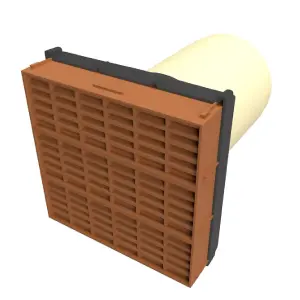 Terracotta Airbrick 9" x 9" with Extendable 6" Pipe for Cavity Wall Ventilation