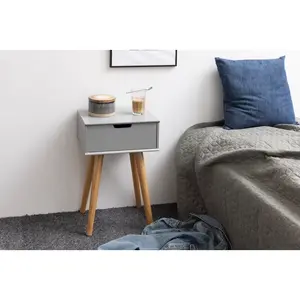 Mattias 1 Drawer Bedside Table Natural/Grey