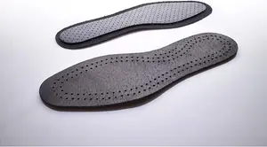 Genuine Black Leather Shoe Insoles with Activated Carbon I Shoe Insole with Odour Control I Breathable (Size: UK 3 / EU 36)