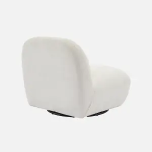 sweeek. Textured terry swivel armchair Spino Cream 85x85x75 cm