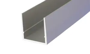 Aluminum anodised equal-sided channel U-shape section grooved bar, U-profile B62 1000x10x16.1 mm