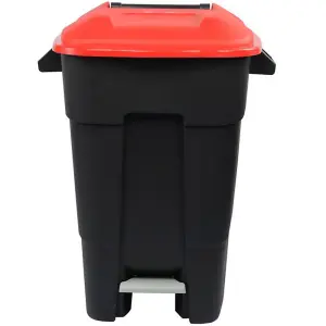 120 Litre Wheelie Bin with Foot Pedal - Red Lid