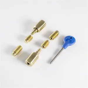 Sash Window Stop Lock Set with Key 25 x 16mm Window Restrictor Polished Brass