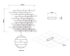 Ceramic mosaic on mesh for bathroom or kitchen 298mm x 373mm - Brick's waterfall