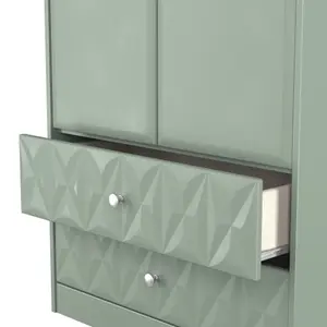 San Jose Ready assembled Contemporary Green 2 Drawer Tall Double Wardrobe (H)1960mm (W)740mm (D)520mm