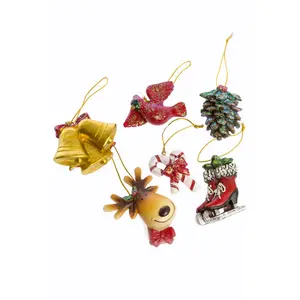 Christmas Hanging Figurine Ornament (Set of 6)