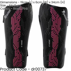 M - Football Shin Pad Guards - BLACK/PINK - High Impact Wrap Around Leg Cover