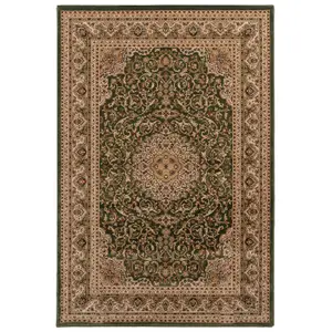 Gold Green Classical Oriental Medallion Area Rug 240cm x 330cm