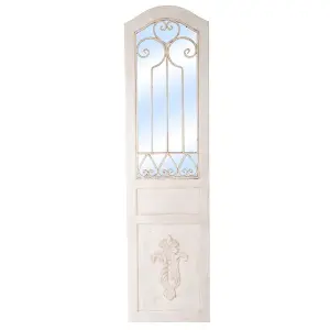 Large Decorative Antibes Garden Mirror - White French Distressed Wood, Metal & Glass Decor