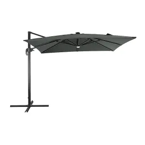 3M Square Cantilever Parasol with Solar Light and Black Parasol Base