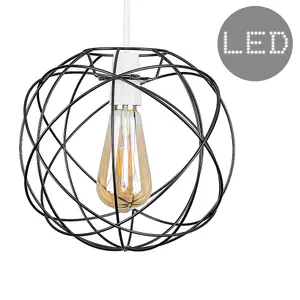 ValueLights Rutherford Black Ceiling Pendant Shade and B22 Pear LED 4W Warm White 2700K Bulb