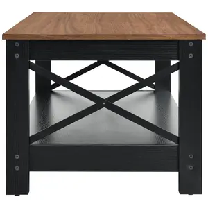 O'Kean 4 Legs Coffee Table with Storage Black / Walnut 