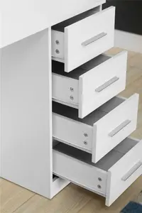 REFLECT 4 Drawer Dressing Table in Gloss White Drawer Fronts and Matt White Carcass