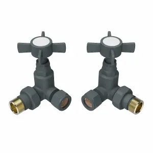 Rinse Bathrooms Traditional Corner Radiator & Towel Rail Valves Pair 15mm Corner Radiator Valve Anthracite