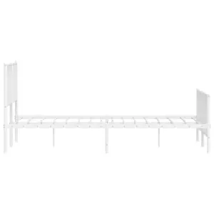 Berkfield Metal Bed Frame without Mattress with Footboard White 150x200cm