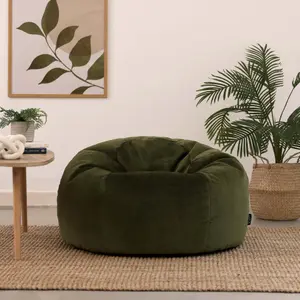 icon Aurora Classic Velvet Bean Bag Chair Olive Green Bean Bags