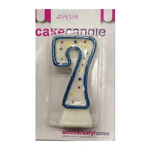 Anniversary House Polka Dot 7th Birthday Candle Blue (One Size)